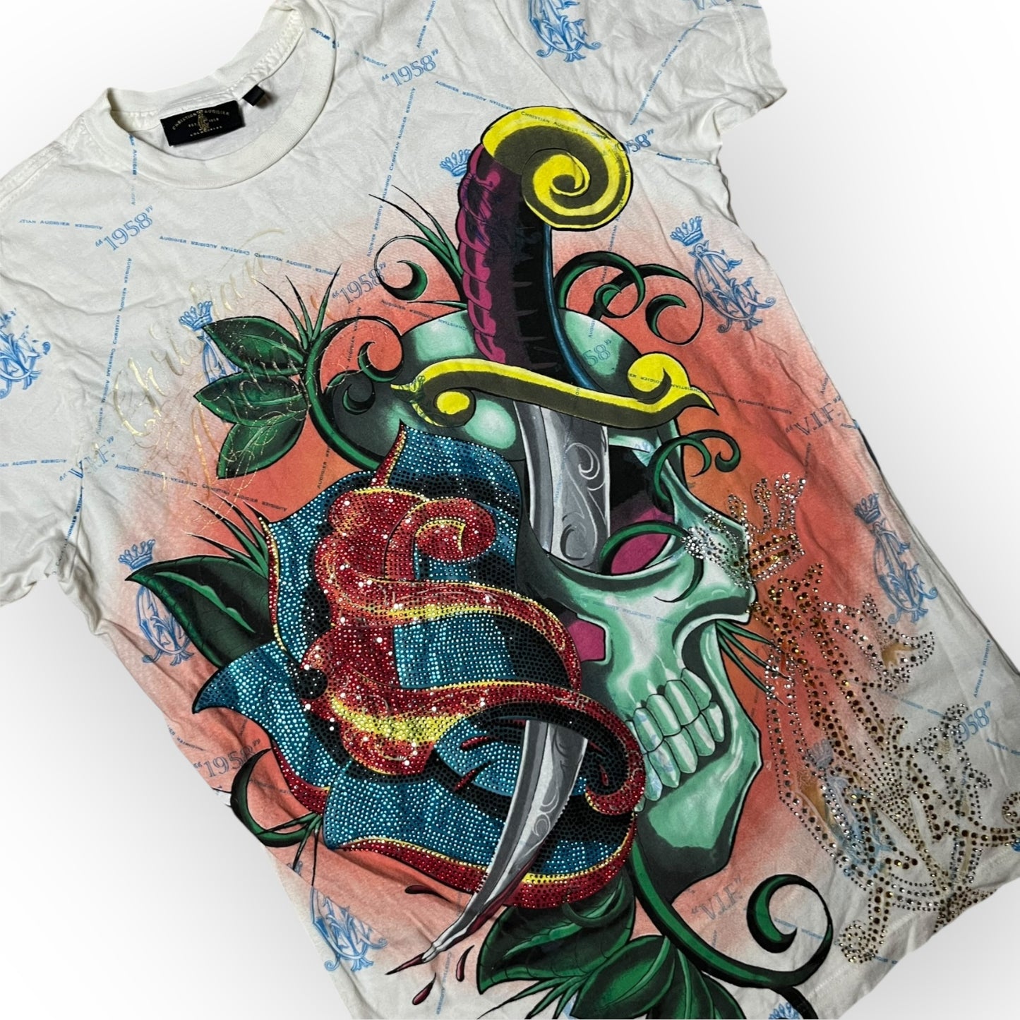 Ed Hardy x Christian Audiger "Los Angeles Skull Rose" !RARE!