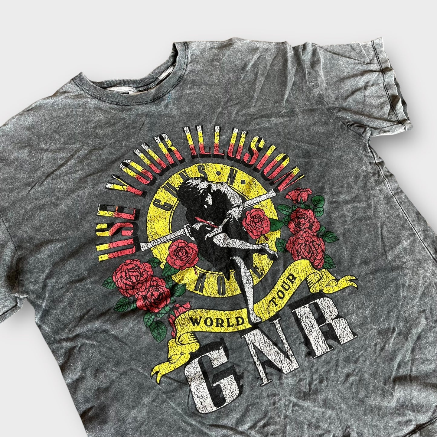 Guns N Roses x Bershka Y2K Stone Washed Graphic T-Shirt