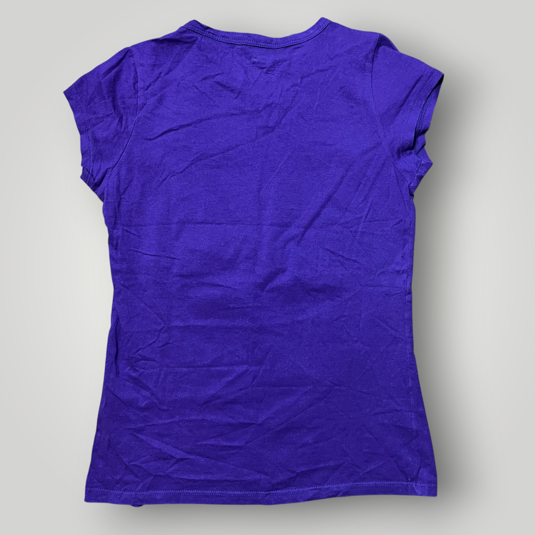 Forever 18 Vintage 2000's Y2K Ed Hardy Style Heavy Cotton Deep Purple Baby Cut T-Shirt (Дамско)