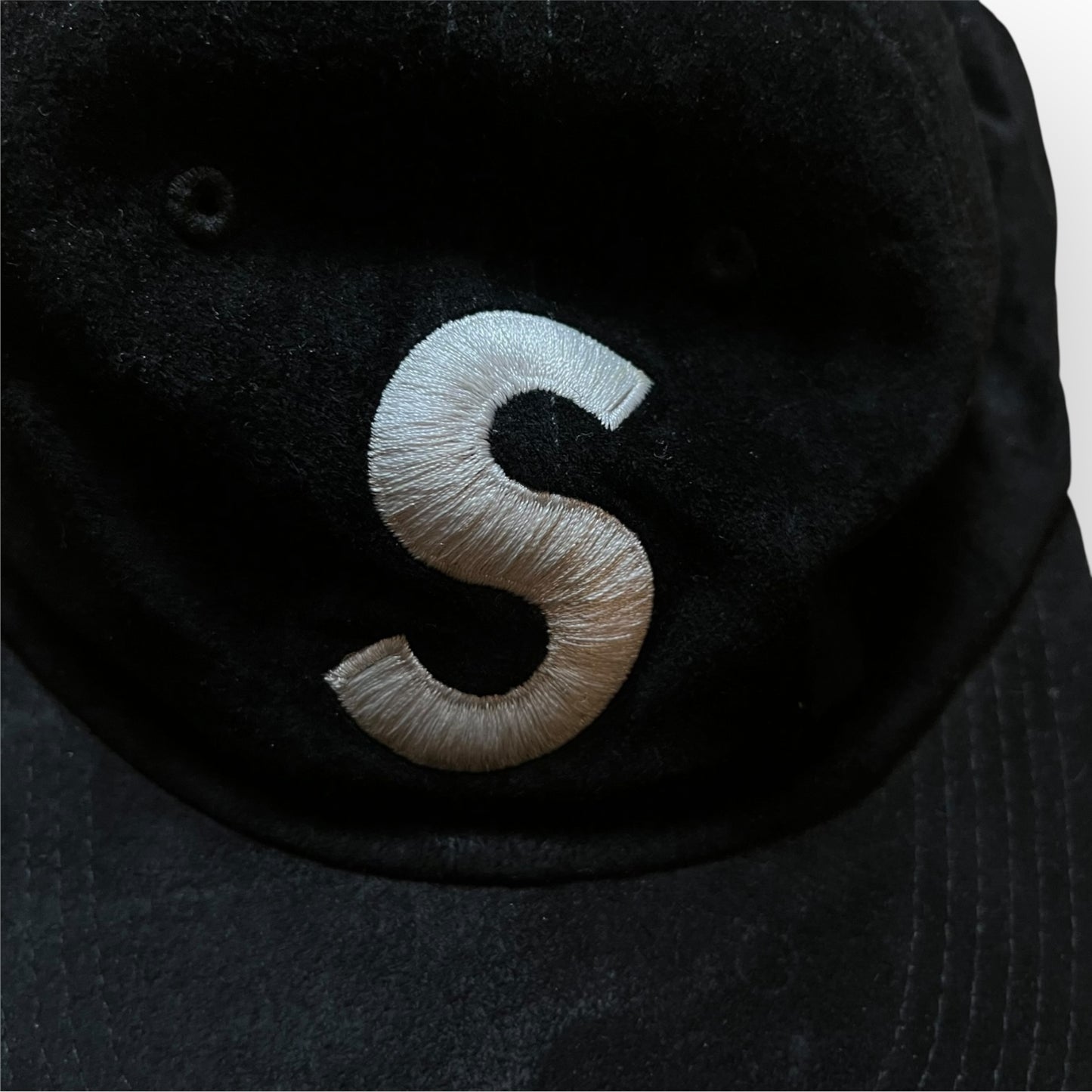 Supreme S Logo 6-Panel 2016 Embroidered Soft Velour Suede Pigment