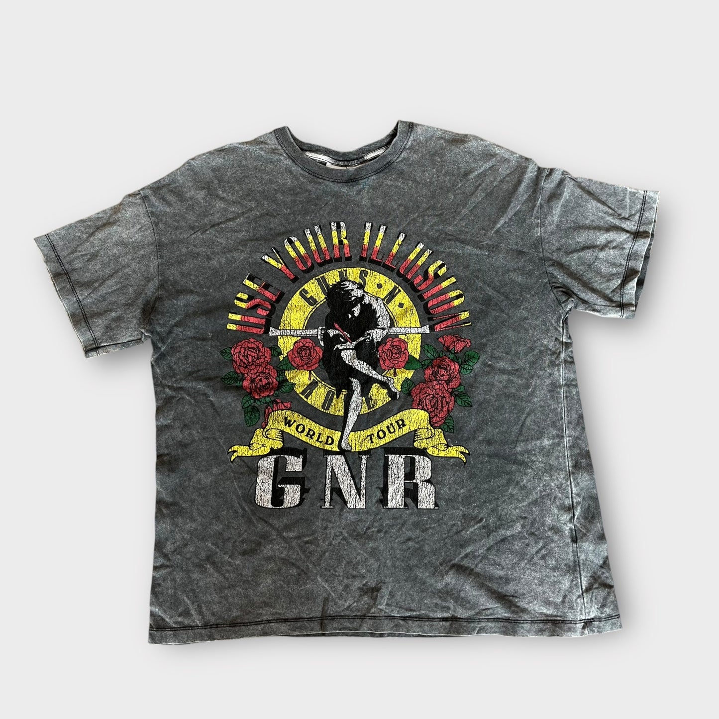 Guns N Roses x Bershka Y2K Stone Washed Graphic T-Shirt
