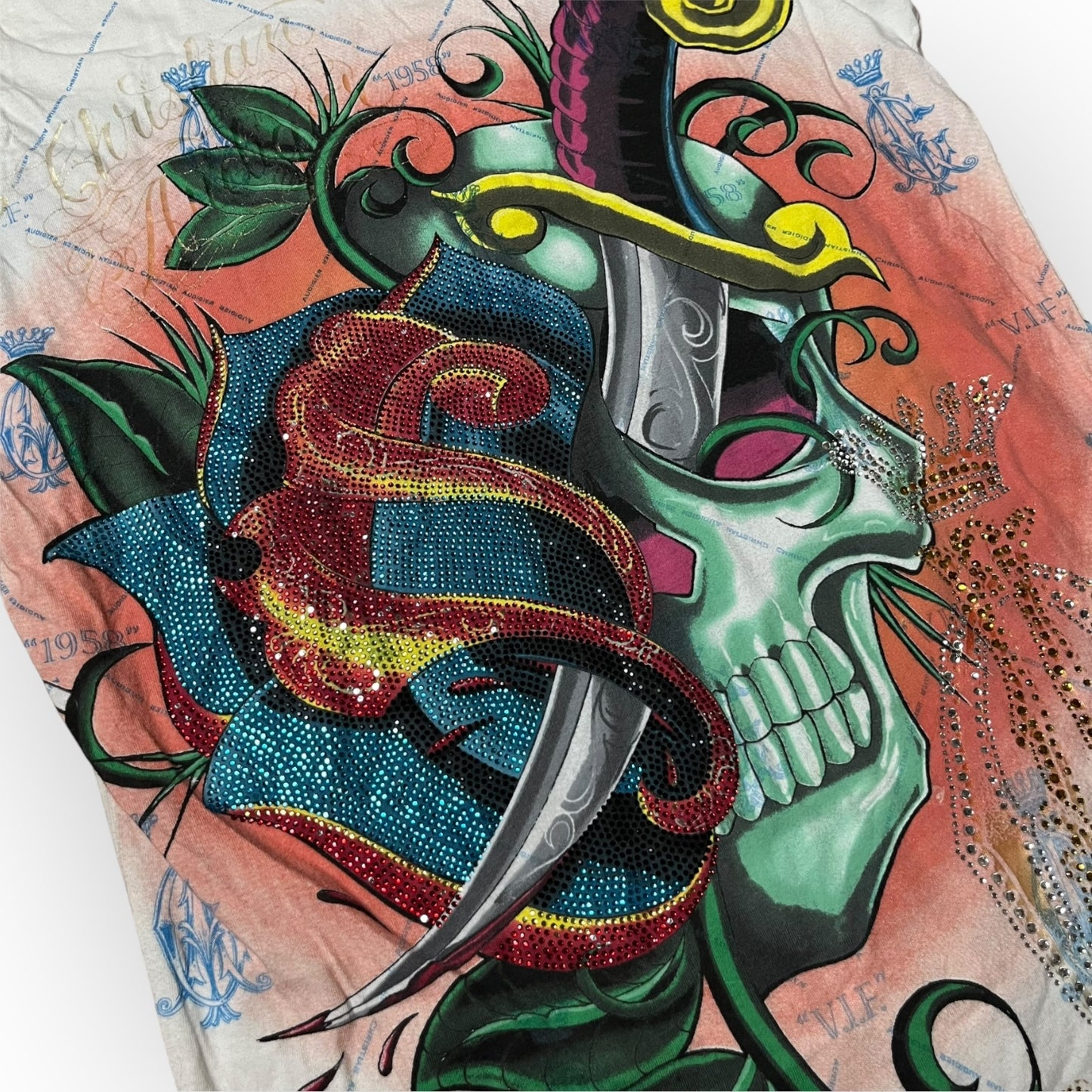Ed Hardy x Christian Audiger "Los Angeles Skull Rose" !RARE!
