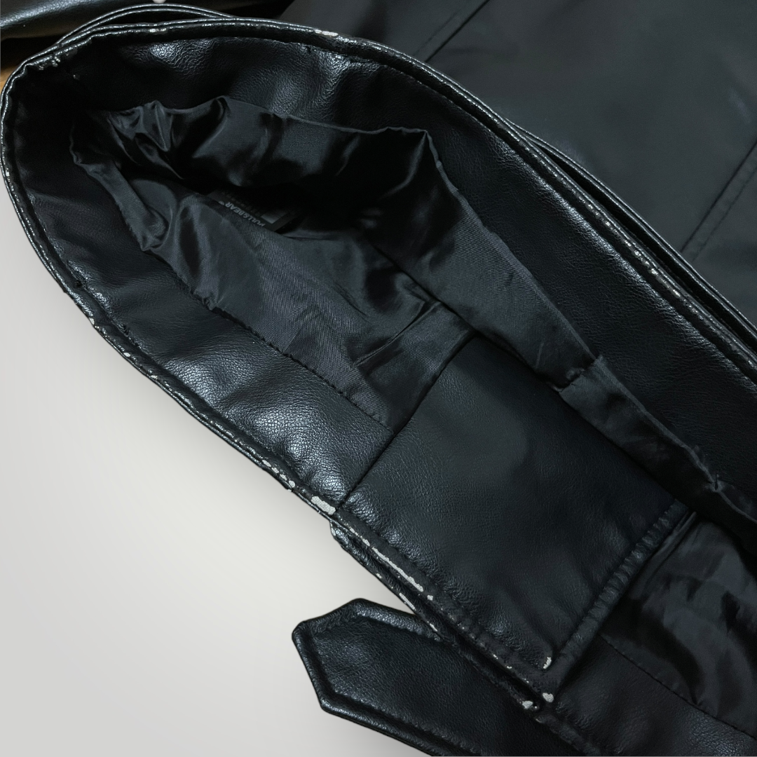 PULL&BEAR Y2K Leather Biker Cropped Jacket (Дамско)