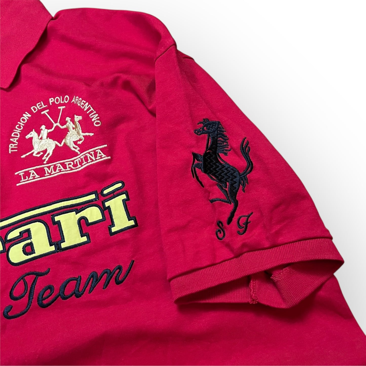 Ferrari x La Martina Embroidered Racing Polo T-Shirt (REPLICA)