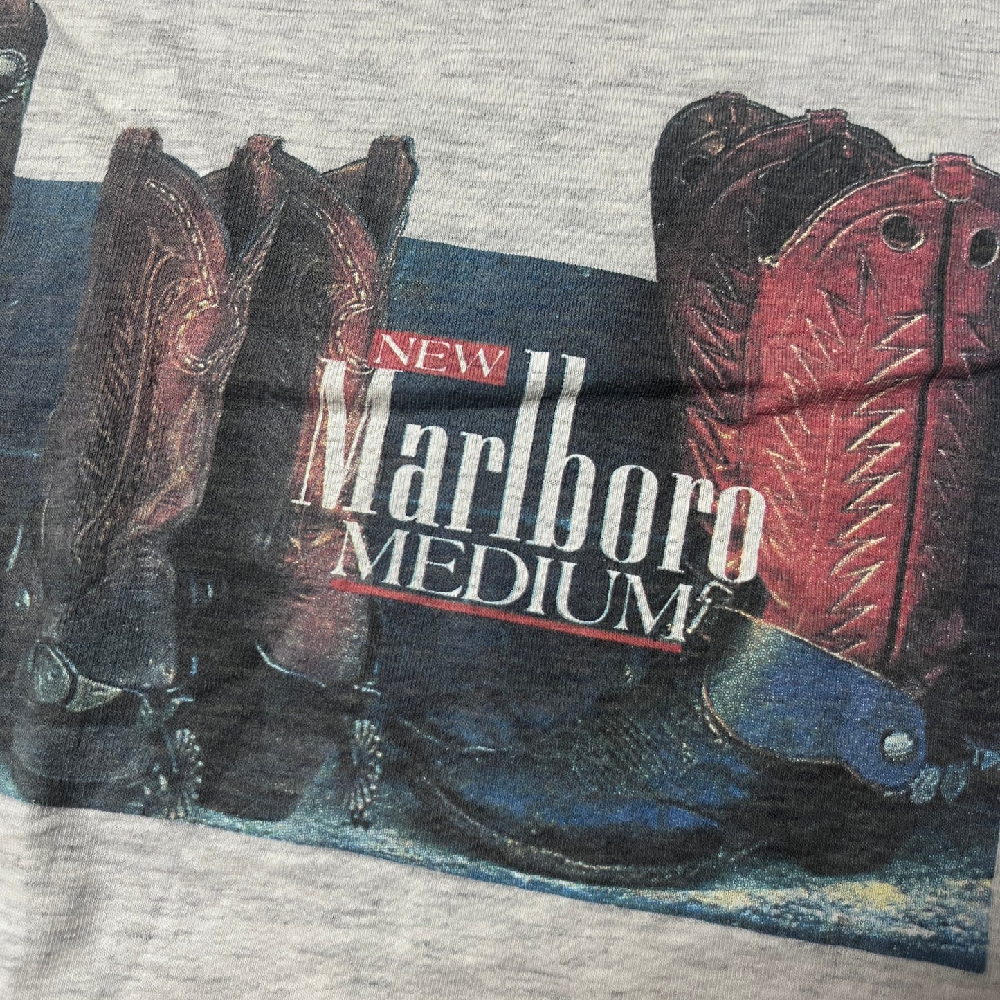 Marlboro Vintage 90's West Cowboy Boots Graphic Smoker T-Shirt !SINGLE STITCH!