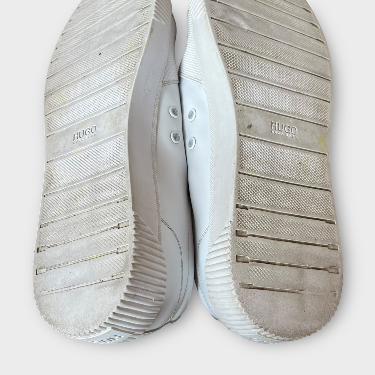 HUGO BOSS White Snake Leather Sneakers