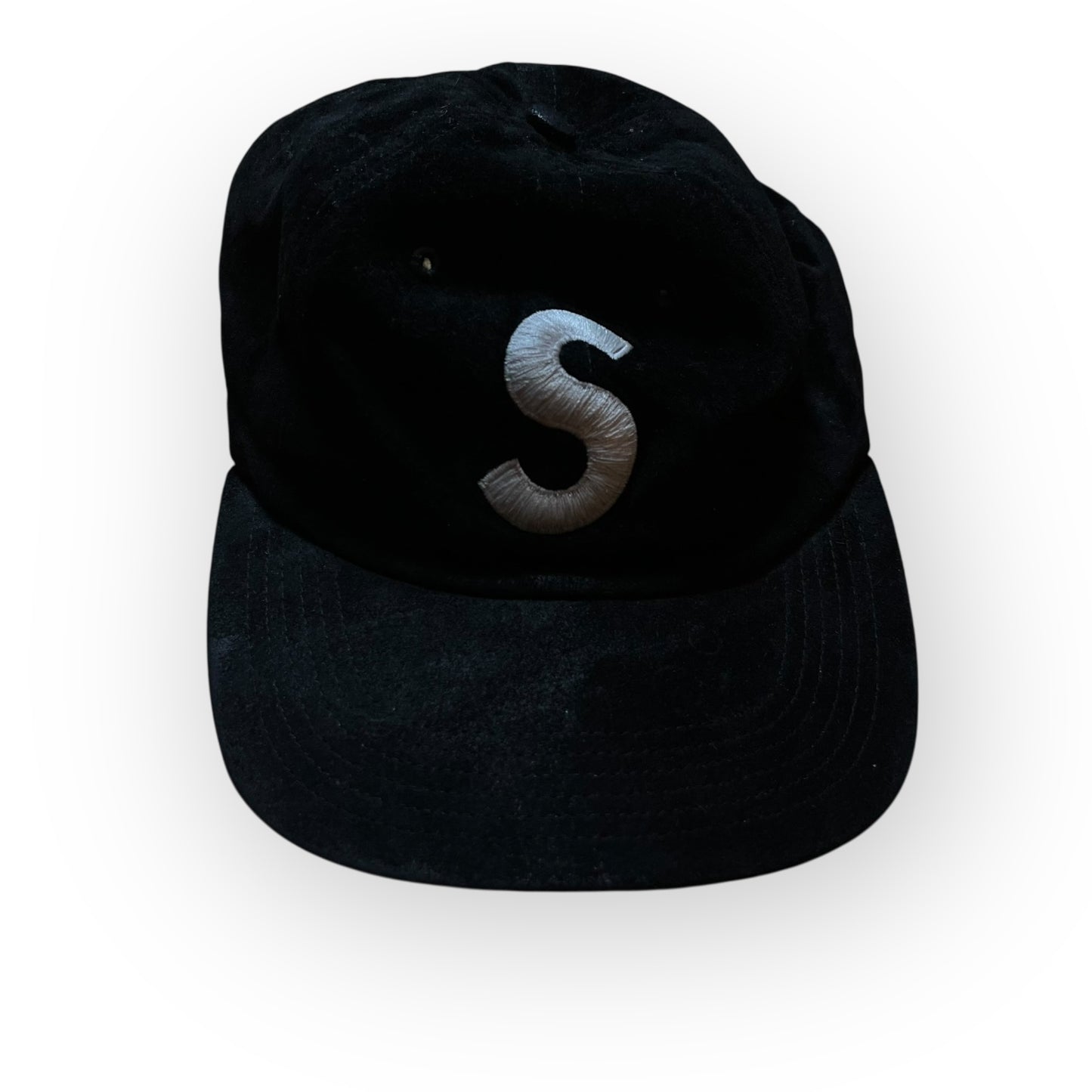 Supreme S Logo 6-Panel 2016 Embroidered Soft Velour Suede Pigment