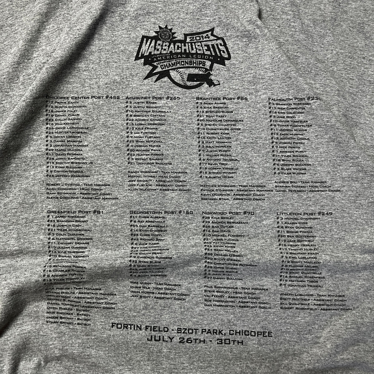 Massachusetts American Legion 2014 Heavy Cotton Tubular Knit T-Shirt