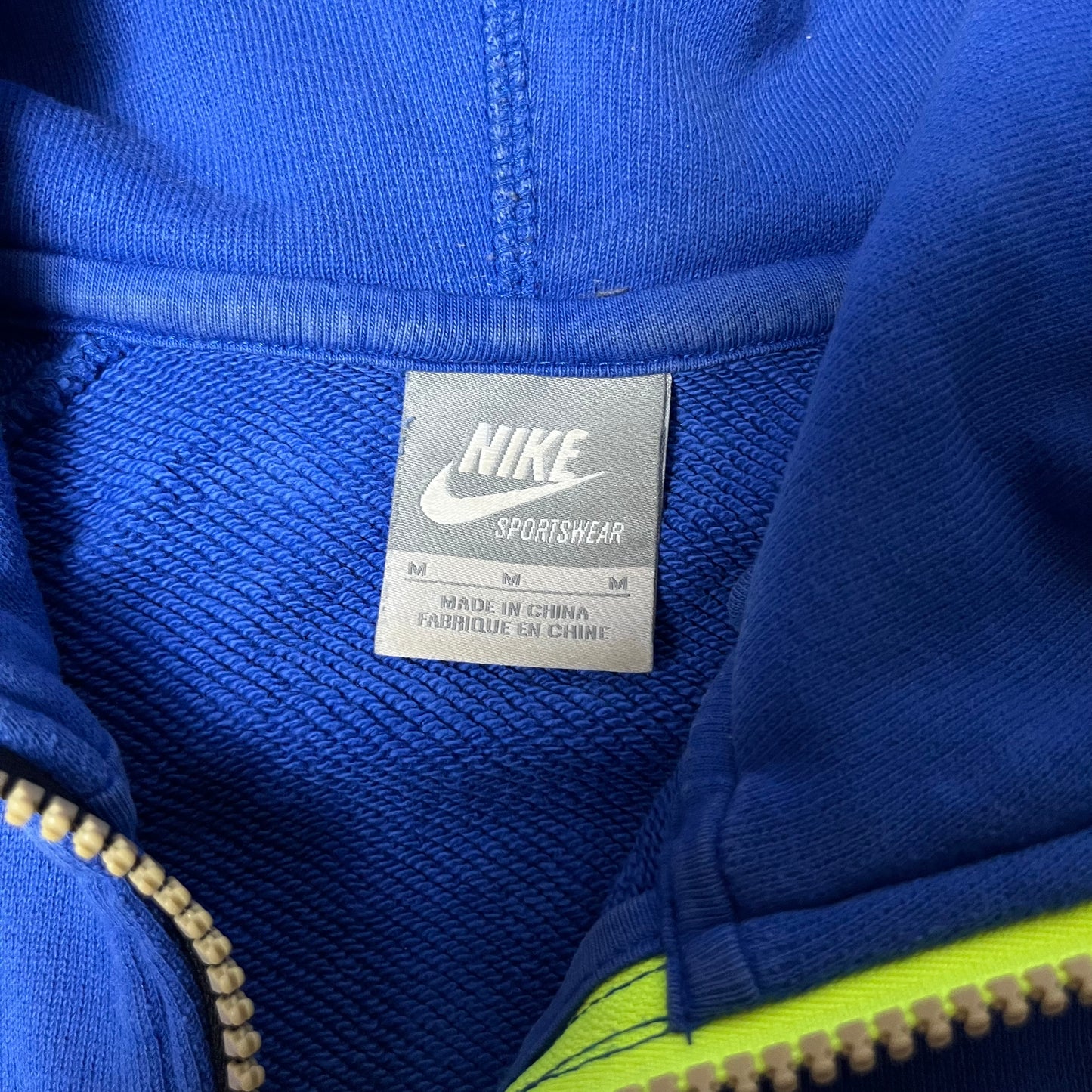 Nike Vintage 00's Spell Out Y2K Heavy Cotton Embroidered Zip-Up Hoodie