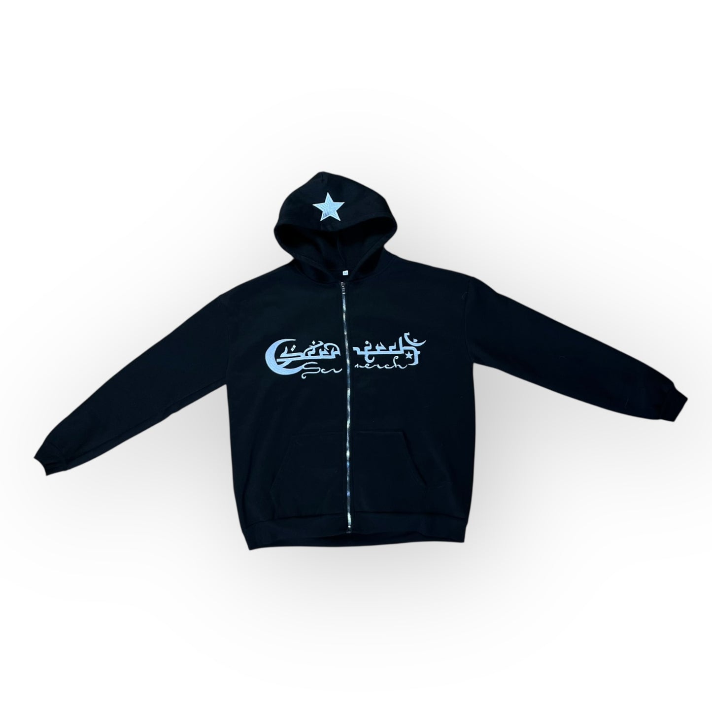 Arabic Lettered Oversized Boxy Y2K Zip-Up Hoodie