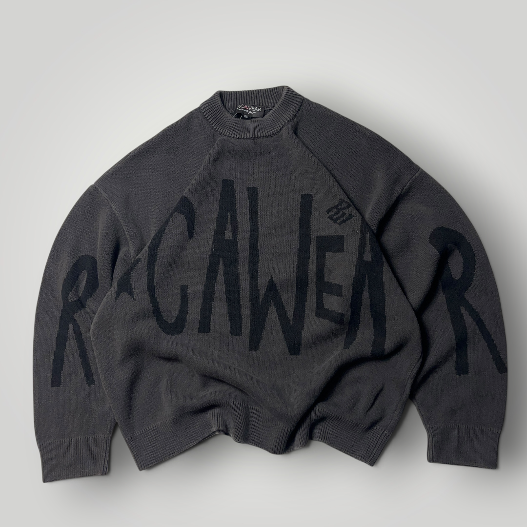 Rocawear Big Logo Heavy Cotton Hip-Hop Knit Crewneck Sweater