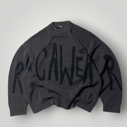 Rocawear Big Logo Heavy Cotton Hip-Hop Knit Crewneck Sweater