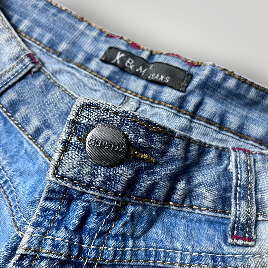 Kosmo Lupo Vintage 2000's Y2K Biker Double Waist Jeans