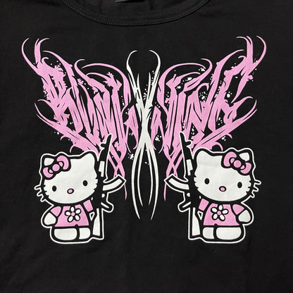 Hello Kitty Y2K Goth Graphic Top (Дамско)