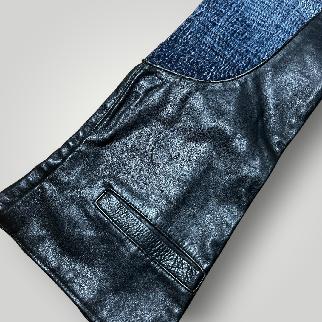 Rainbow Y2K Flared Custom Tripple Waist Leather Jeans