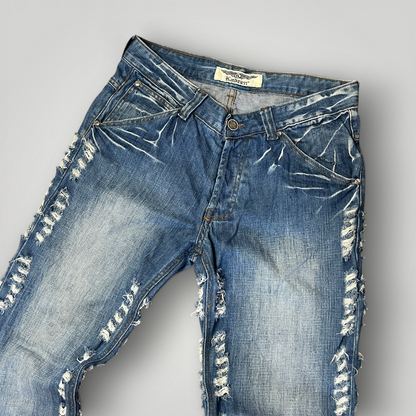 Kabeen Vintage 2000's Y2K Distressed Stacked Fit Heavy Cotton Jeans