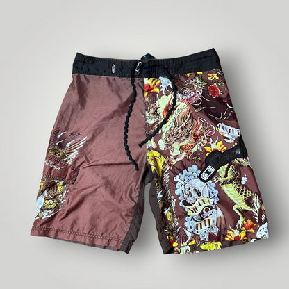 Ocean Earth Ed Hardy Style Y2K Graphic Surf Shorts