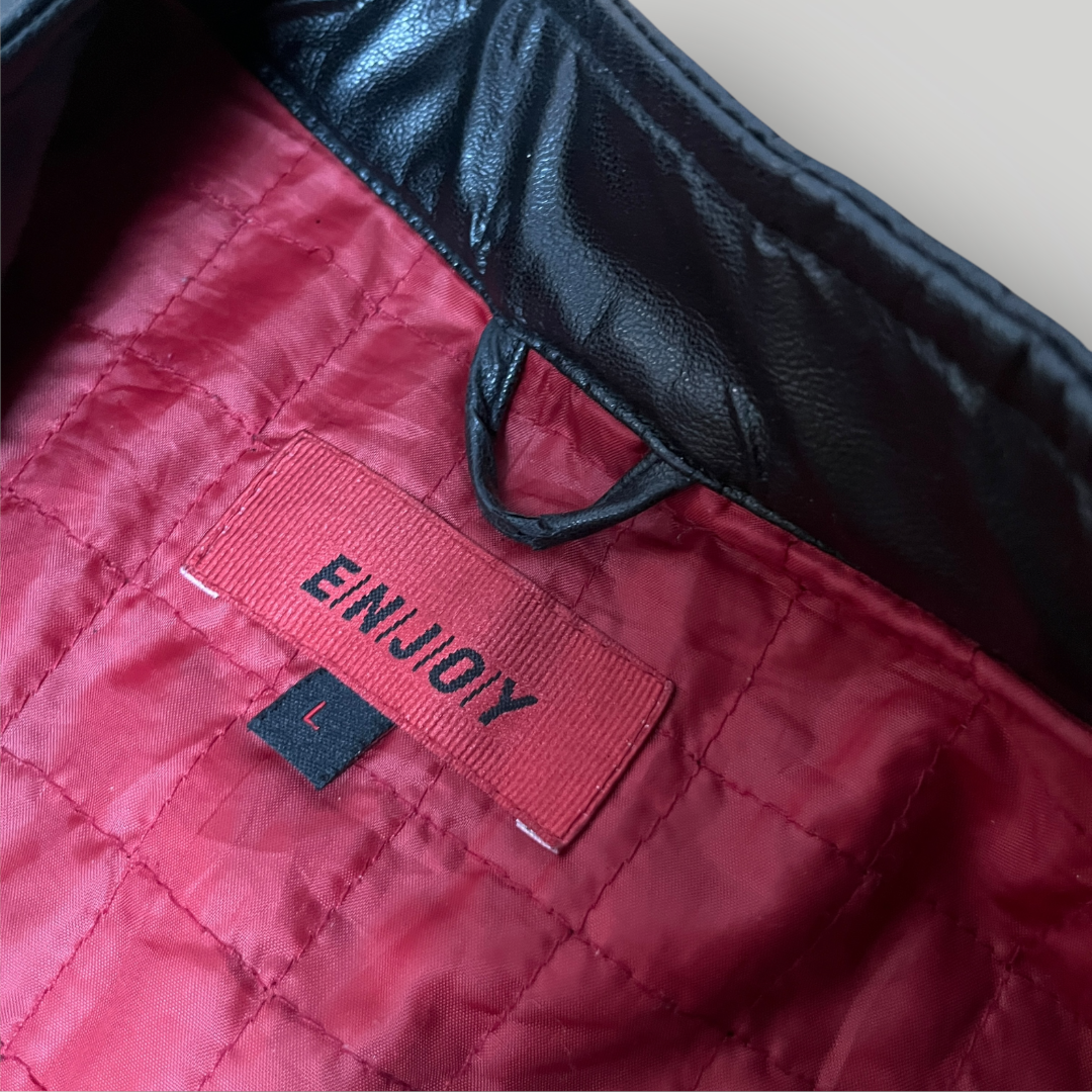 Enjoy Y2K Vintage Racing Leather Jacket