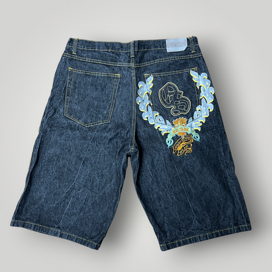 Old Skool Y2K Embroidered Hip-Hop Graphic Baggy Jorts