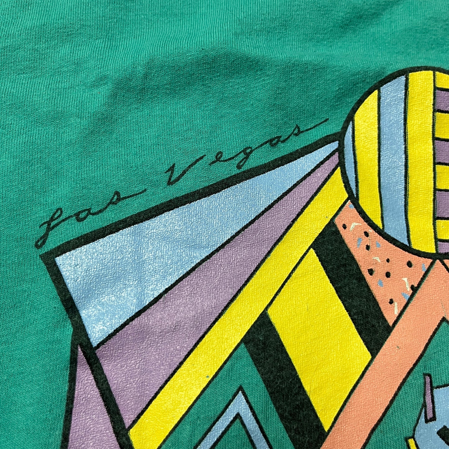 Suttons "Las Vegas" Vintage 90's Heavy Cotton USA MADE Abstract Graphic T-Shirt !SINGLE STITCH!