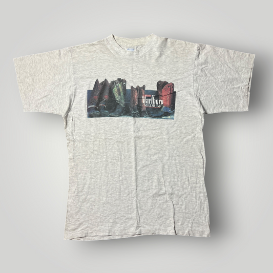 Marlboro Vintage 90's West Cowboy Boots Graphic Smoker T-Shirt !SINGLE STITCH!