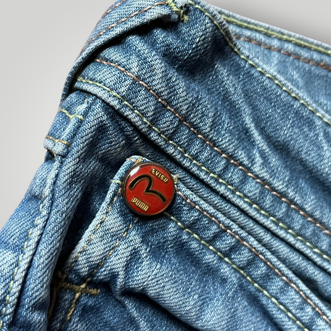 Evisu x Puma Vintage 2000's "True Love Never Dies" Y2K Hip-Hop Denim Shorts (Jorts)