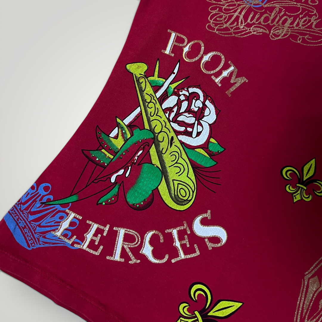 Ed Hardy x Christian Audiger Y2K Graphic T-Shirt (Дамско)