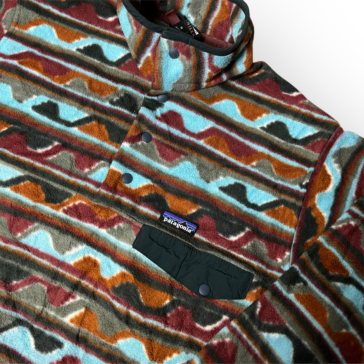 Patagonia Striped Sediment Hills Wave Pattern Synchilla Sweater Pullover Snap Fleece !RARE!