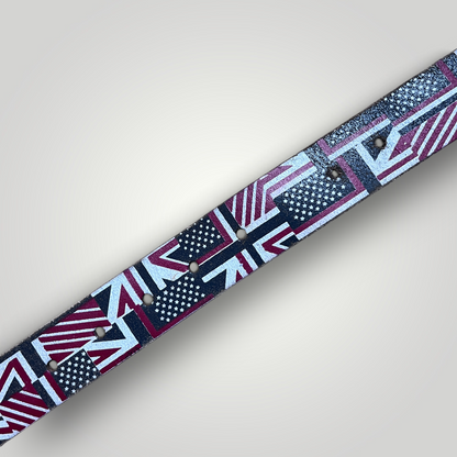 Vintage Y2K 2000's USA UK Pattern High Quality Leather Belt