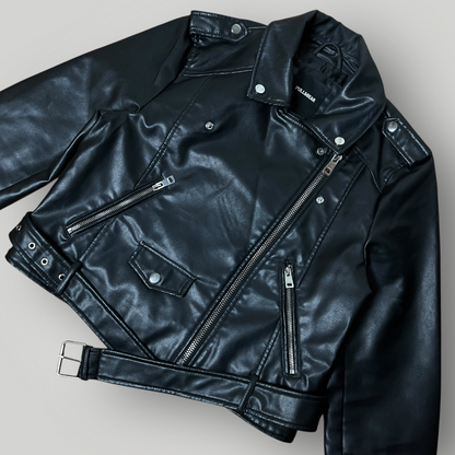 PULL&BEAR Y2K Leather Biker Cropped Jacket (Дамско)