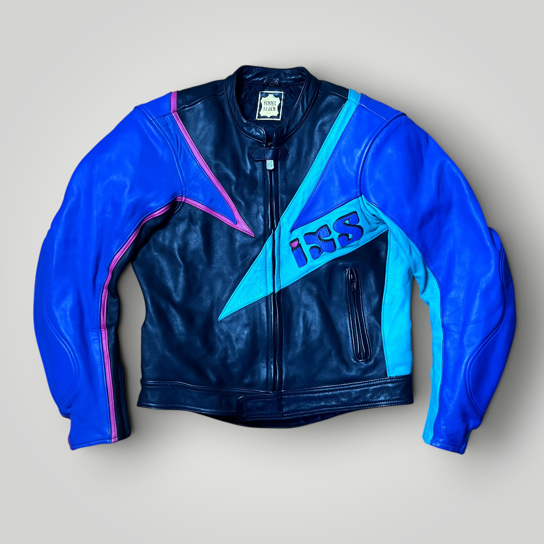 IXS Vaporwave Cafe Racing 1980's Vintage Moto Leather Biker Jacket