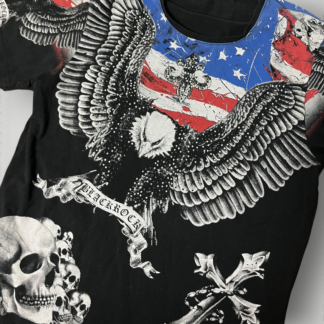 Blackrock Y2K American Eagle Rhinestone Graphic T-Shirt