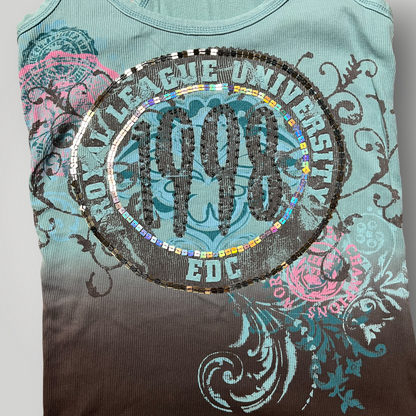 EDC Vintage 2000's Y2K Ombre Ribbed Racerback Trashy Chick Tank Top (Дамско)