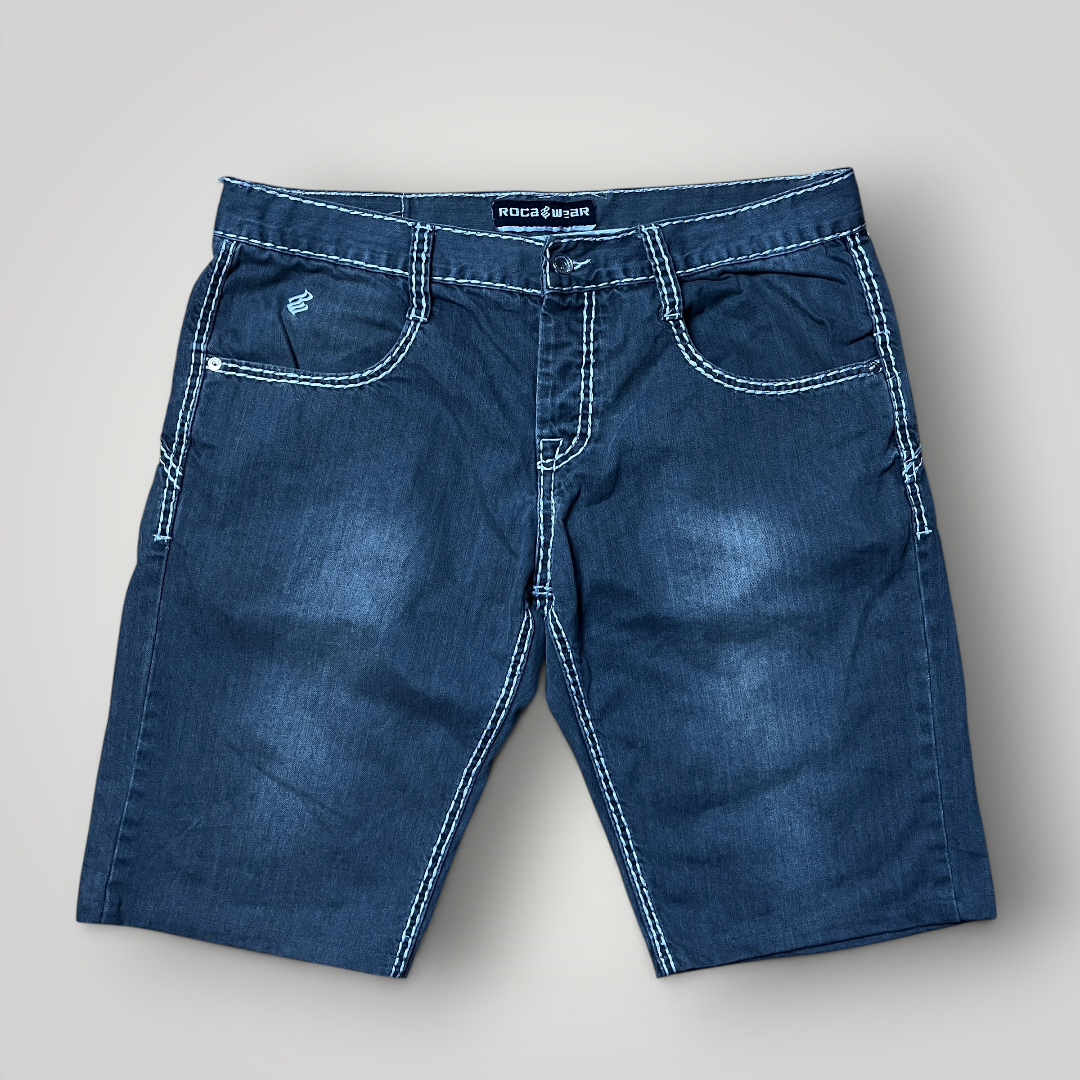Rocawear Vintage 2000's Y2K Hip-Hoo Thick Stitch Denim Shorts