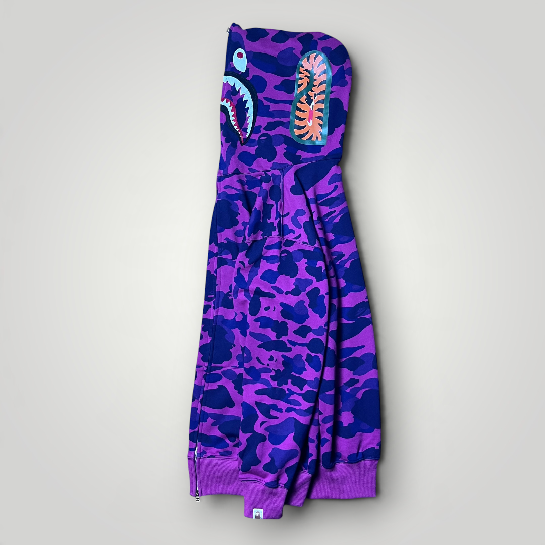 BAPE (A Bathing Ape) Color Camo Purple Shark Full Zip Hoodie (Replica)