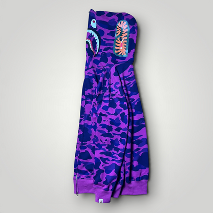 BAPE (A Bathing Ape) Color Camo Purple Shark Full Zip Hoodie (Replica)