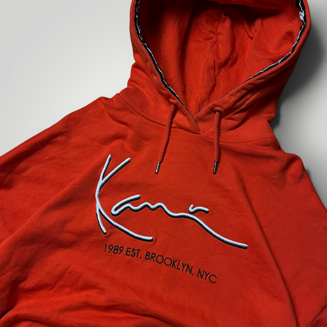 Karl Kani Embroidered Signature Y2K Cropped Boxy Heavy Cotton Hoodie (Дамско)