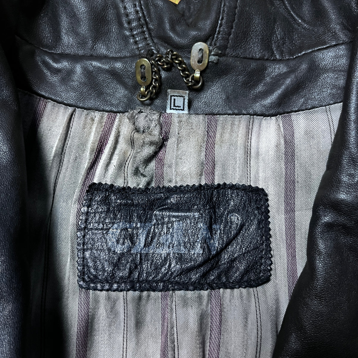 Clan Rome Archive Made in Italy Vintage 80's Japanese Style Dragon Graphic Leather Biker Jacket !RARE!