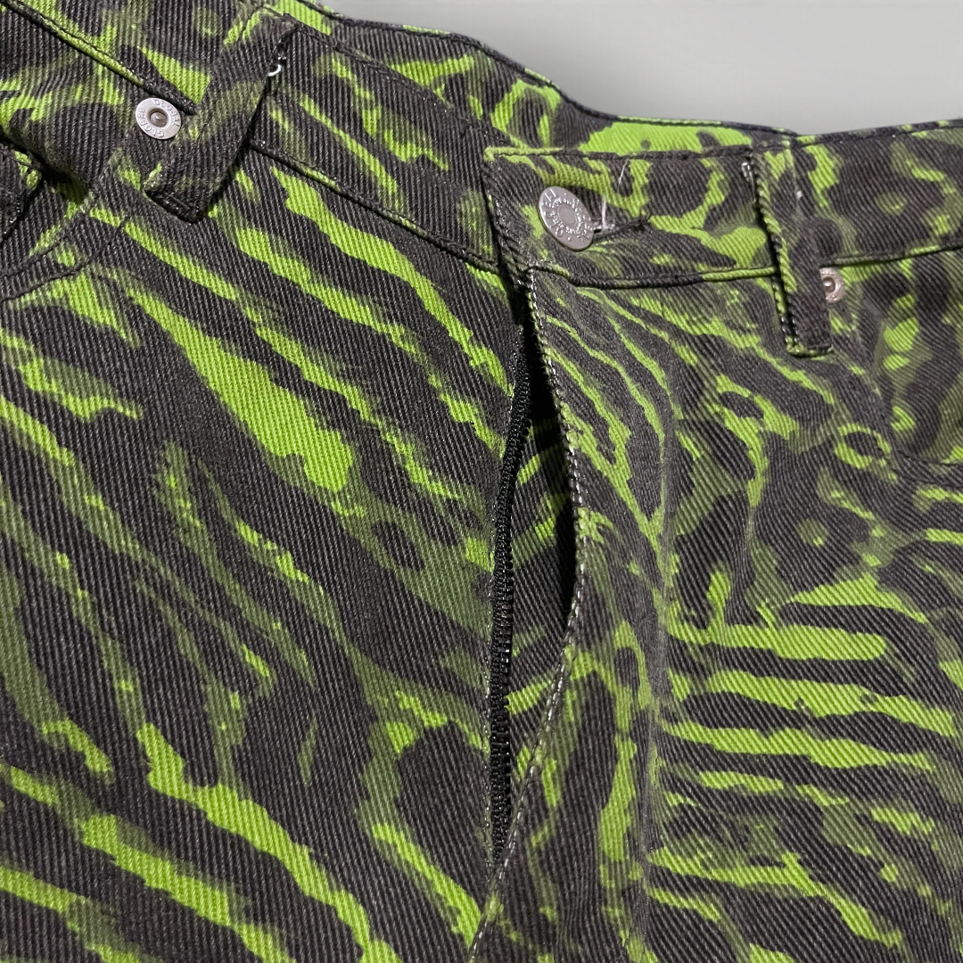 Noon Goons Y2K Green Zebra Skater Denim Jeans