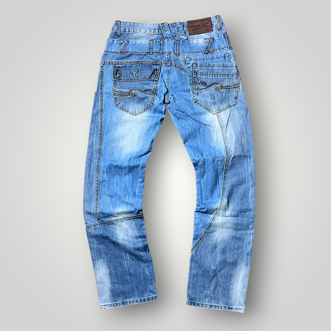 Kosmo Lupo Vintage 2000's Y2K Biker Double Waist Jeans