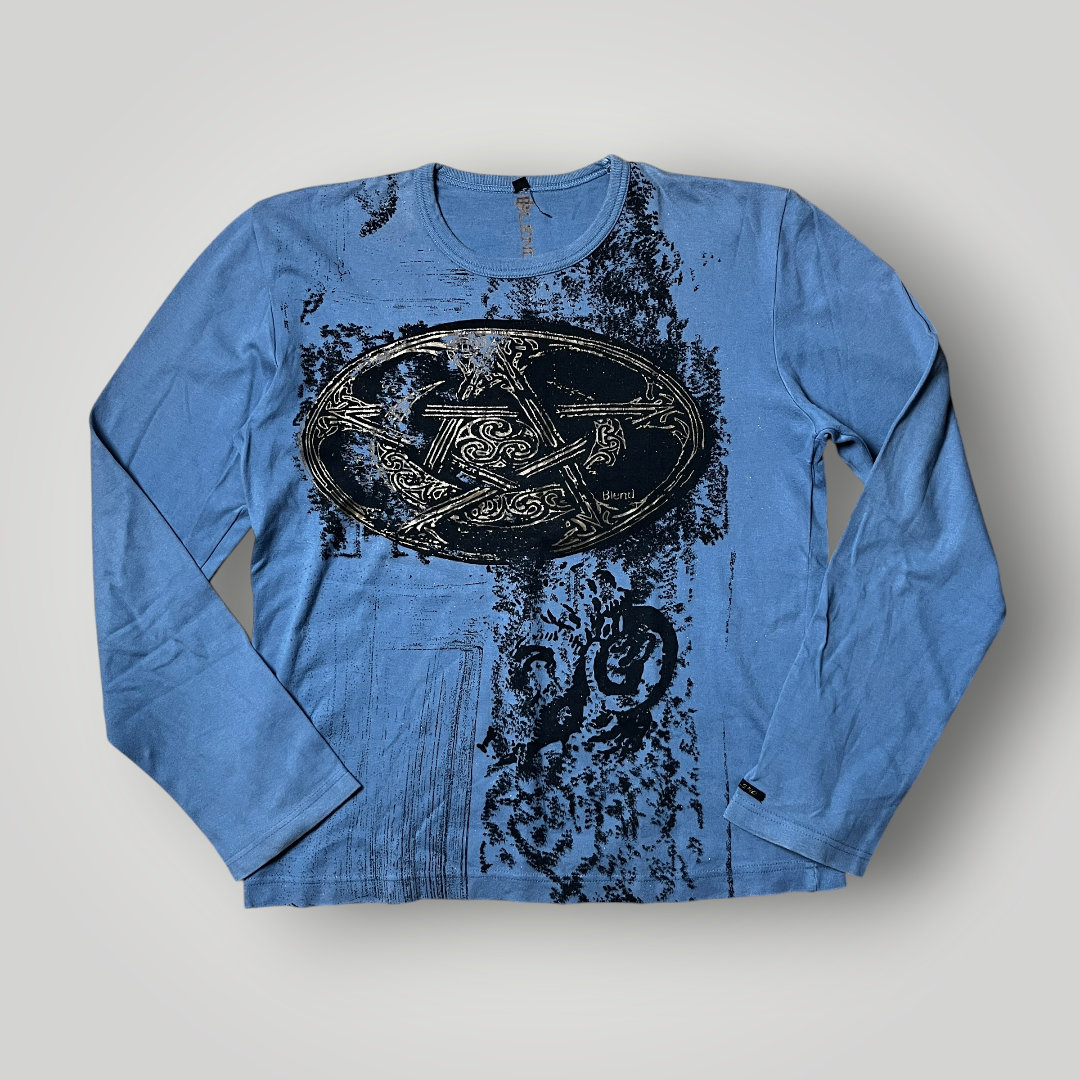 Blend Vintage 2000's Y2K Cyber-Grunge Heavy Cotton Graphic Long Sleeve Shirt