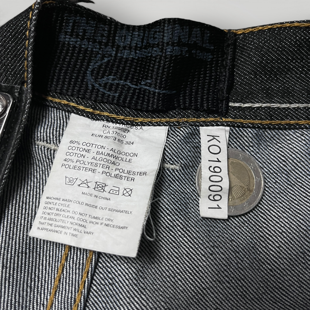 Karl Kani Vintage 2000's "Double Pocket" Wave Stitch Heavy Cotton Y2K Hip-Hop Denim Jorts