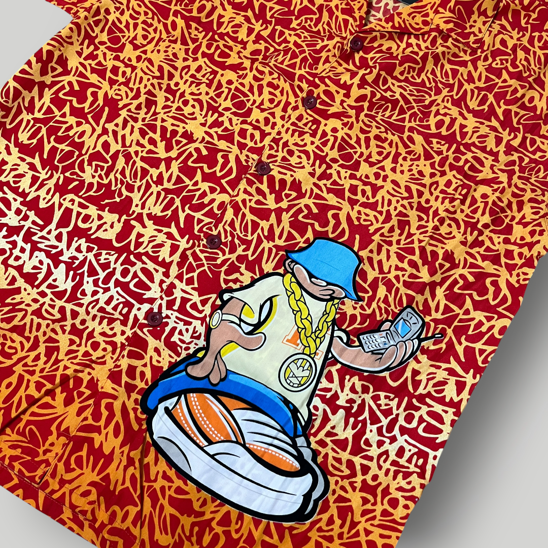 Graffiti Skater Hip-Hop Graphic Button Up Shirt