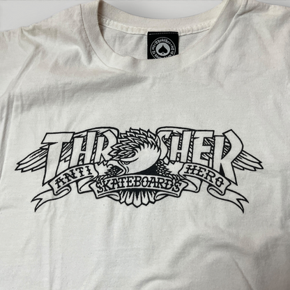 Thrasher x Anti Hero Mag Banner Heavy Cotton Tubular Knit Graphic Skater T-Shirt