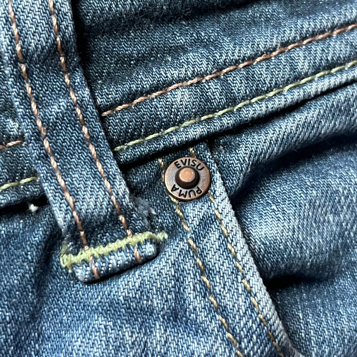 Evisu x Puma Vintage 2000's "True Love Never Dies" Y2K Hip-Hop Denim Shorts (Jorts)