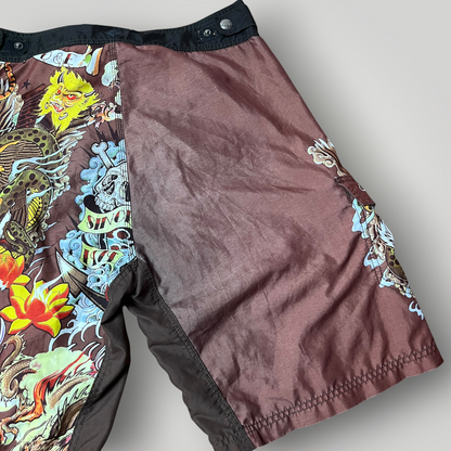 Ocean Earth Ed Hardy Style Y2K Graphic Surf Shorts