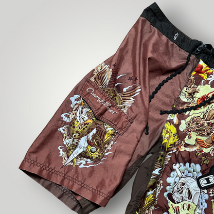 Ocean Earth Ed Hardy Style Y2K Graphic Surf Shorts