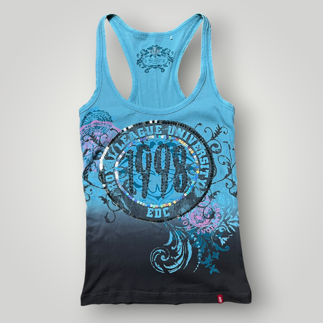 EDC Vintage 2000's Y2K Ombre Ribbed Racerback Trashy Chick Tank Top (Дамско)