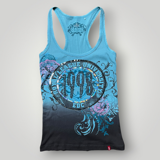EDC Vintage 2000's Y2K Ombre Ribbed Racerback Trashy Chick Tank Top (Дамско)