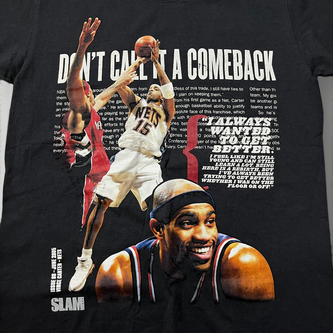Mitchell & Ness x SLAM Magazine Vince Carter New Jersey Nets "Dont Call it A Comeback" Tubular Knit Heavy Cotton Graphic T-Shirt